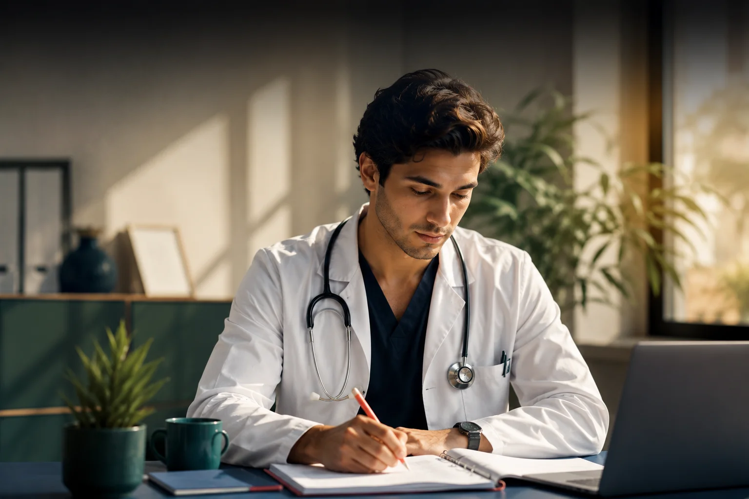 Professionnel de santé au travail dans un environnement hospitalier